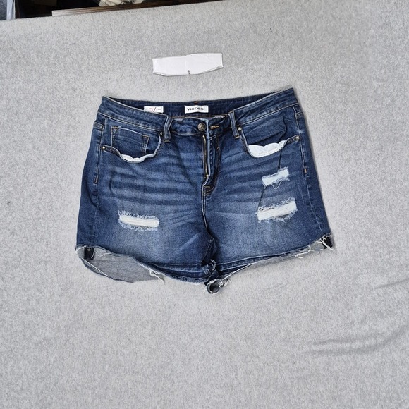 Vigoss Pants - Vigoss Women Shorts 32 Blue Denim Jeans Harley Short Distressed 3" Inseam